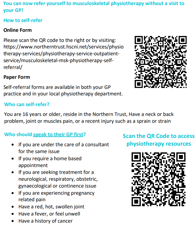 Physio - Self-Referral Northern Trust Physio - Self-Referral Northern Trust